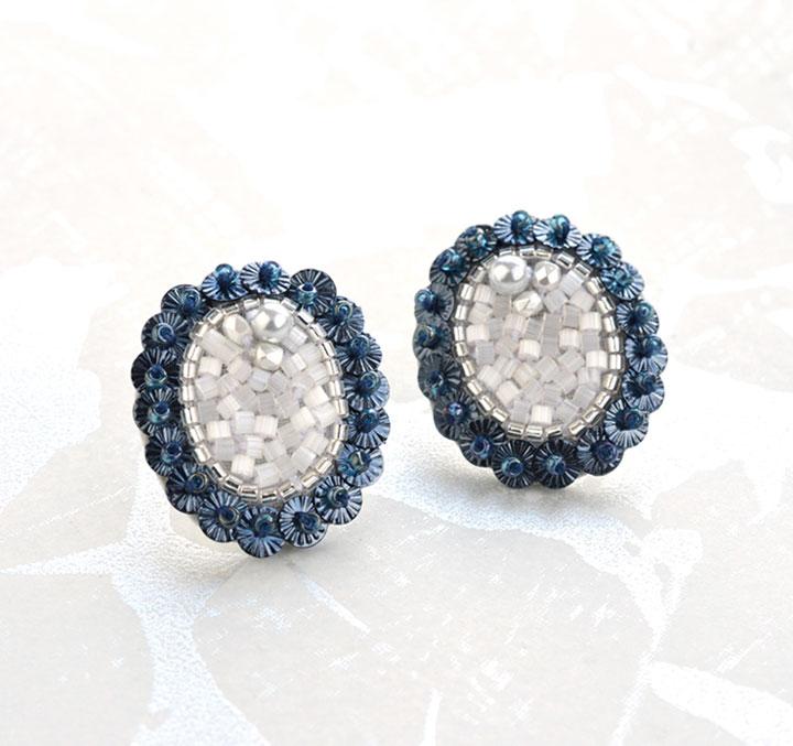 MIYUKI Bead Kit Enjoy with Bead Embroidery Needles Haute Couture Bead Embroidery Kit Oval Earrings HCK004