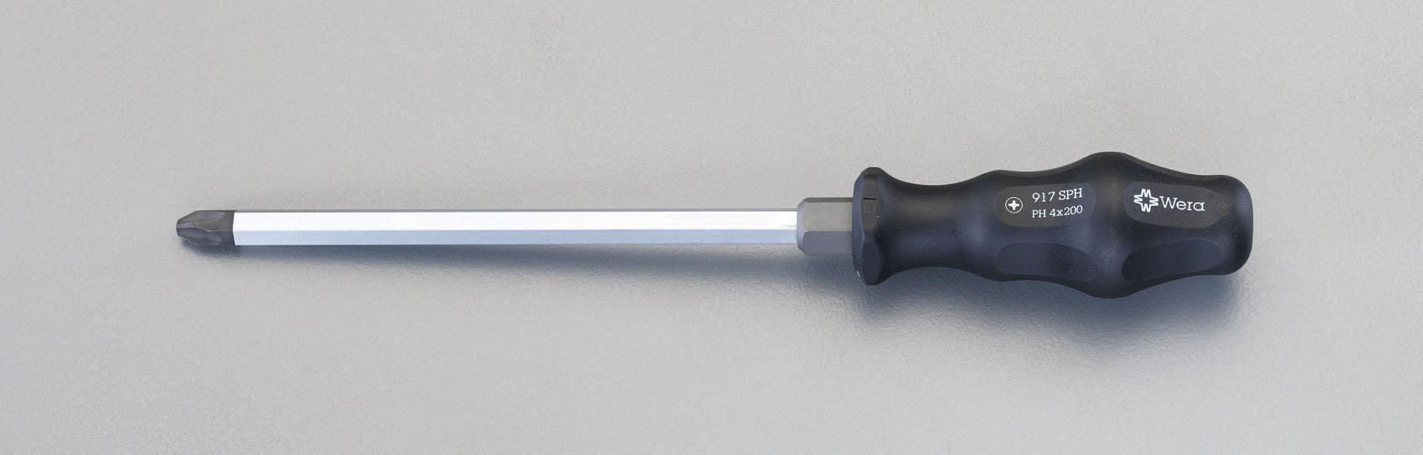 ESCO #4x200mm[+] Screwdriver (Through-Handle, Hex at Handle End) EA560E-4