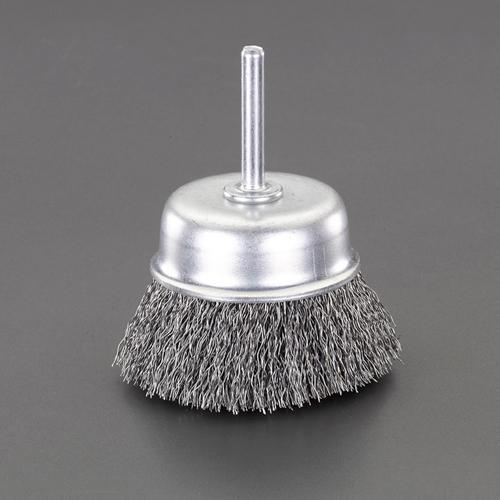 50mm/6.0mm Shaft Mounted Brush (Cup Type, Steel) Outer Diameter: 50mm Wire Diameter: 0.3mm Bristle Length: 25mm