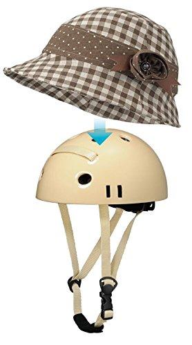 CAPOR Camellia Bicycle Helmet with Interchangeable Hat, Check Brown, L (59-62cm) C622FBDN