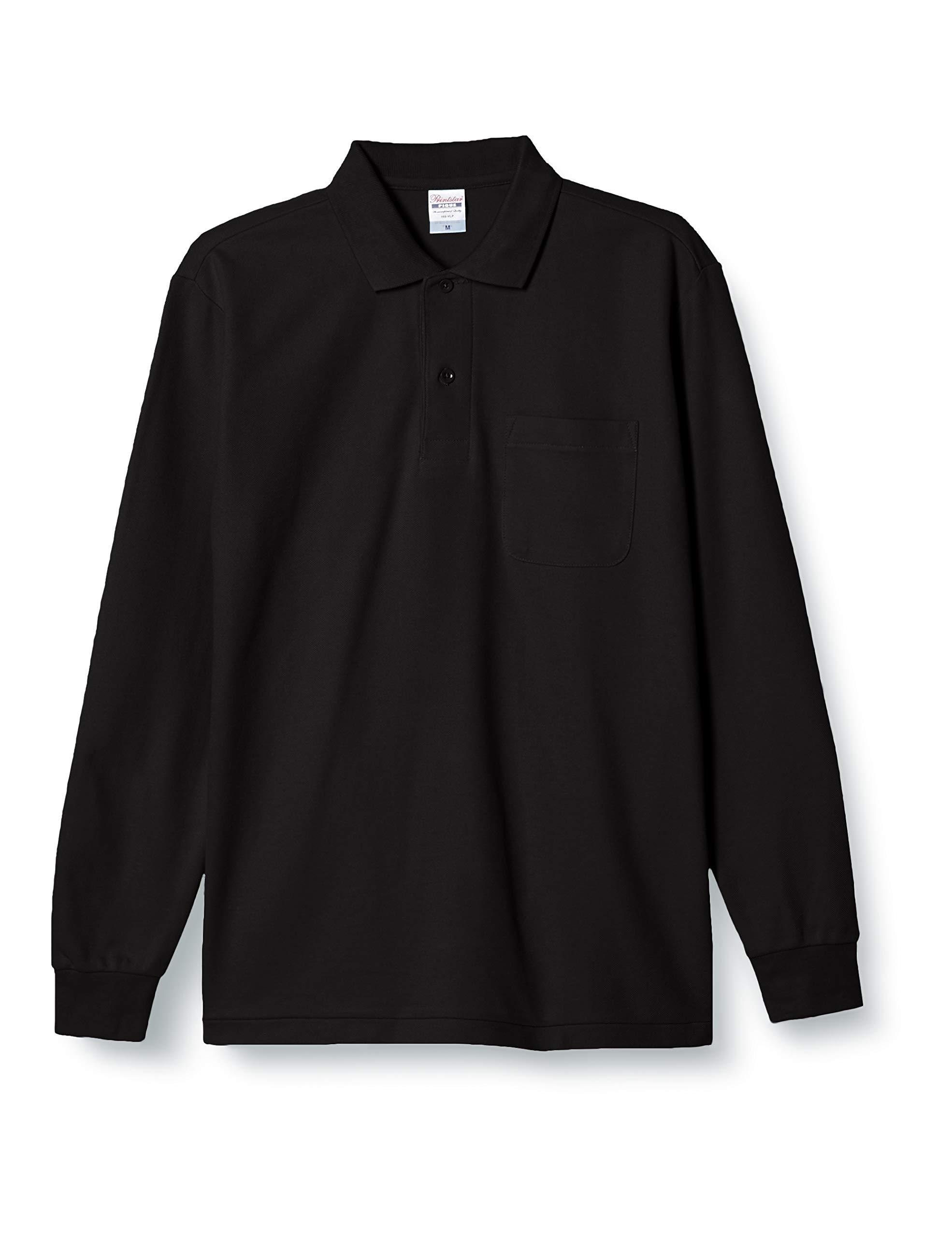 [Printstar] 5.8 oz. TC Piqué Long Sleeve Polo Shirt [With Pocket] 00169-VLP Men's Black SS