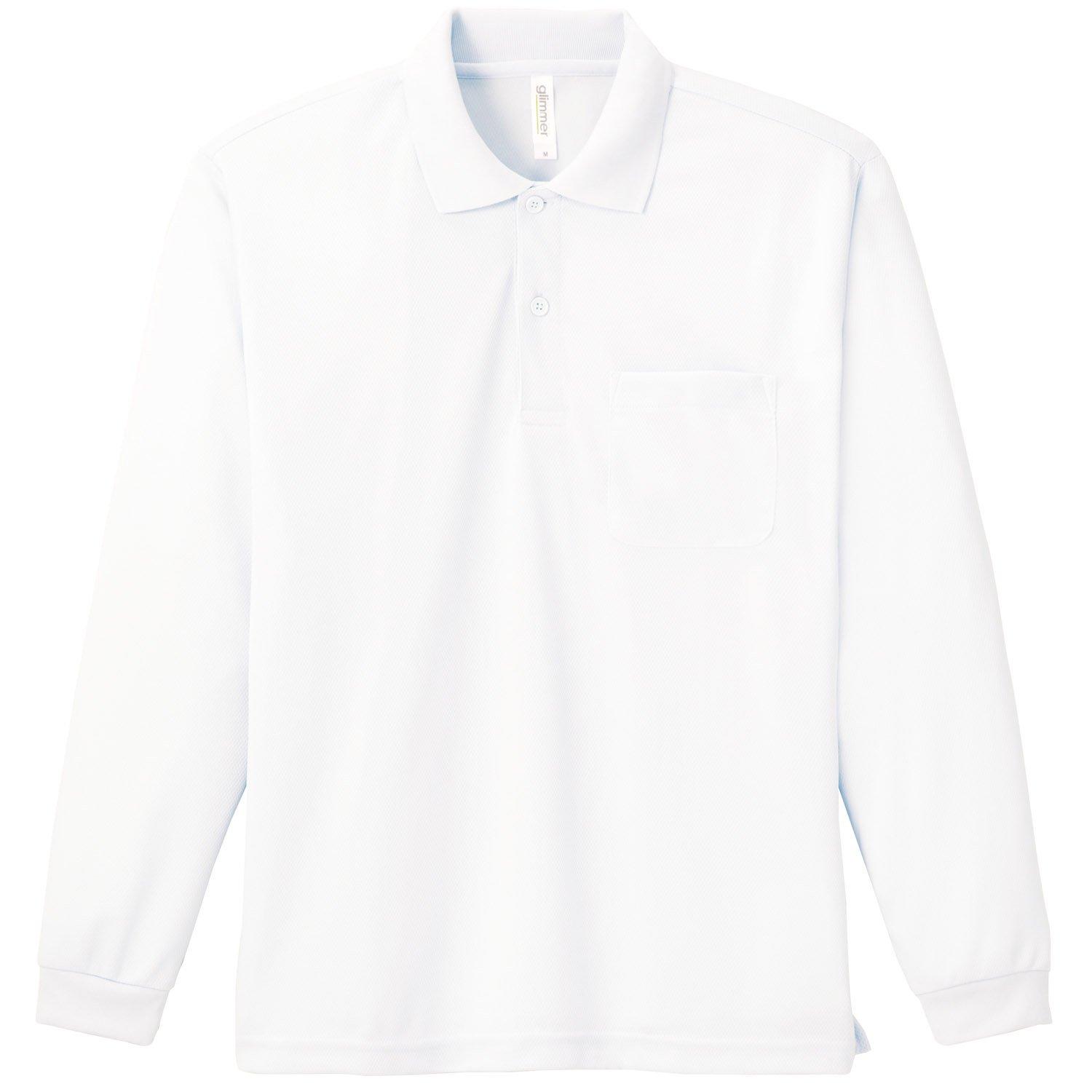 [Glimmer] 4.4 oz Dry Long Sleeve Polo Shirt [With Pocket] 00335-ALP Men's White 4L