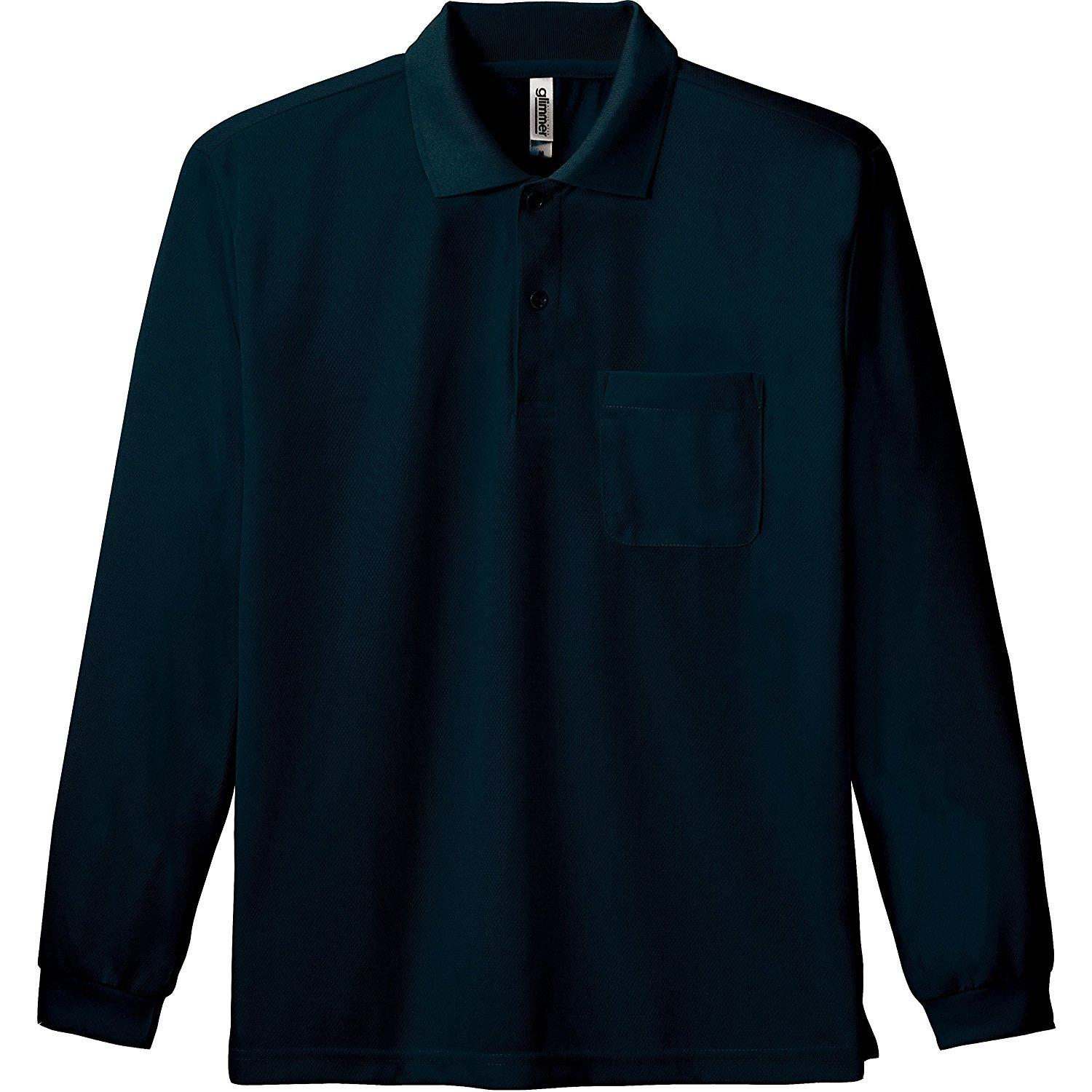 [Glimmer] 4.4 oz Dry Long Sleeve Polo Shirt [With Pocket] 00335-ALP Men's Black 5L