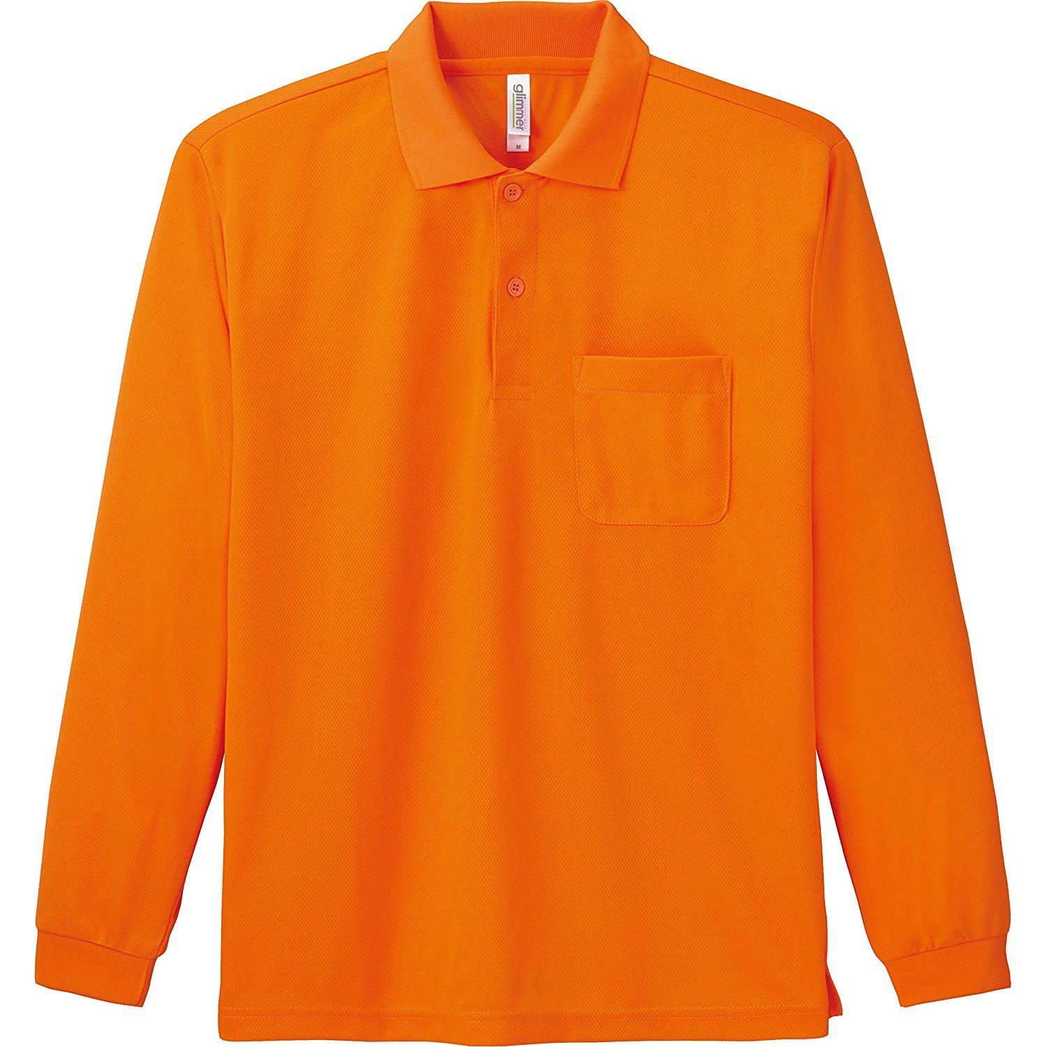 [Glimmer] 4.4 oz Dry Long Sleeve Polo Shirt [With Pocket] 00335-ALP Men's Orange 4L