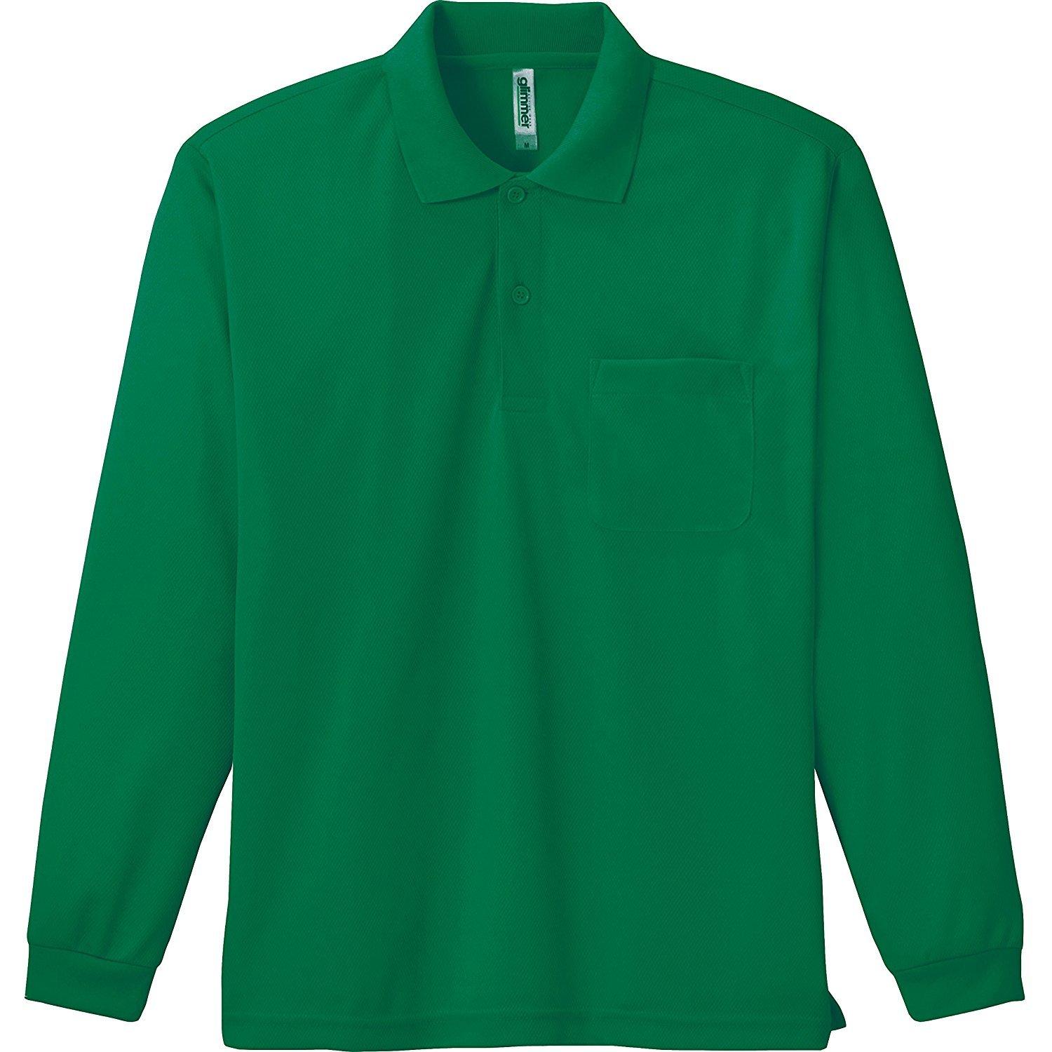 [Glimmer] 4.4 oz Dry Long Sleeve Polo Shirt [With Pocket] 00335-ALP Men's Green 4L