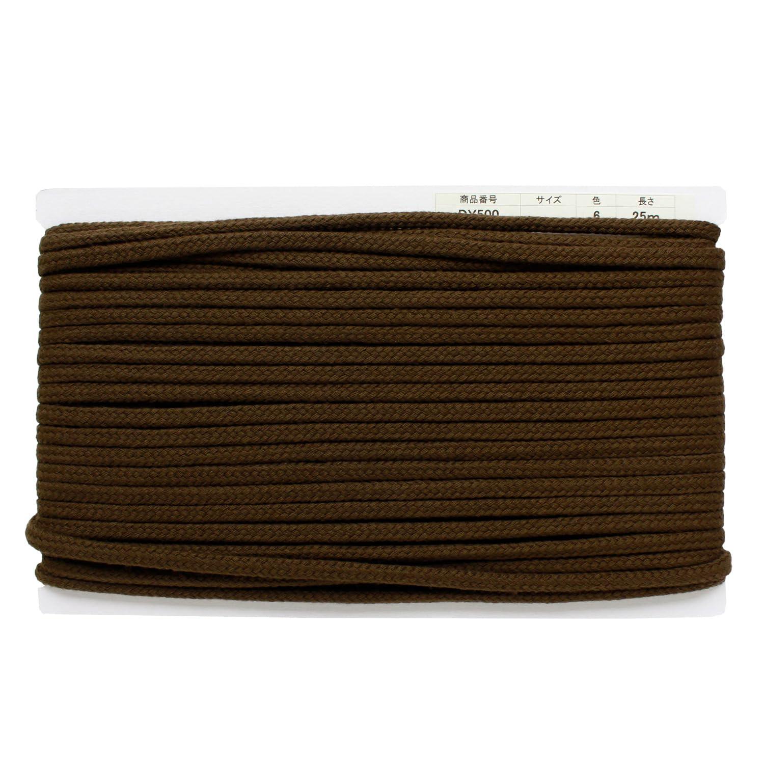 Nippon Button Trading Acrylic Craft Cord φApprox. 8mm × 25m Dark Brown DY500-6
