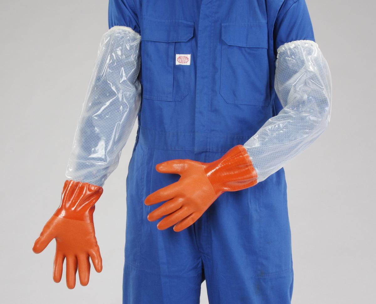 [L/650mm] Gloves (with arm cover, slip-resistant/PVC)  L