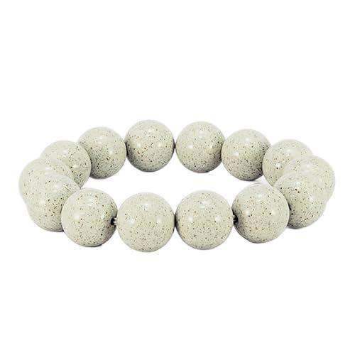 TENKAPAS  Treasure from Taiwan Beitou Stone 12mm Bracelet Power Stone Single Strand Rosary Style  Beige Color b8612-l