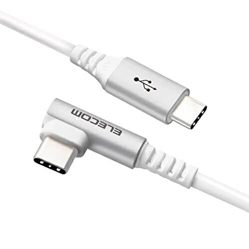 ELECOM USB Type-C Cable PD (C to C) L-Shaped Connector Antibacterial & Antiviral 30cm White MPA-CCL03NWH