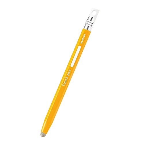 ELECOM Touch Pen Hexagonal Pencil-Shaped for Children with Strap Hole Conductive Fiber Type (Compatible with Smartphones/Tablets) Replaceable Tip Yellow P-TPENSEYL