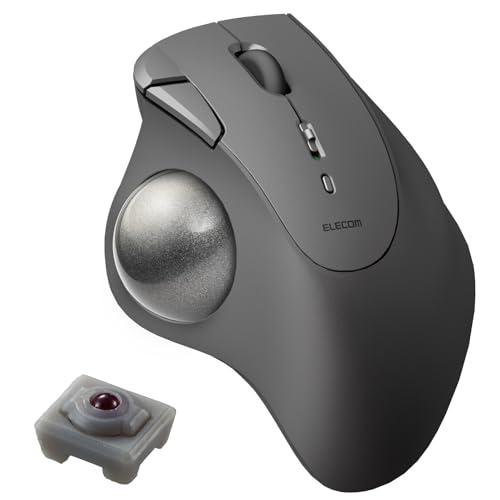 ELECOM Wireless Trackball Mouse IST Bluetooth Thumb-Operated 36mm Ball Artificial Ruby Support 5 Buttons Windows Mac Chromebook Black M-IT10BRBK