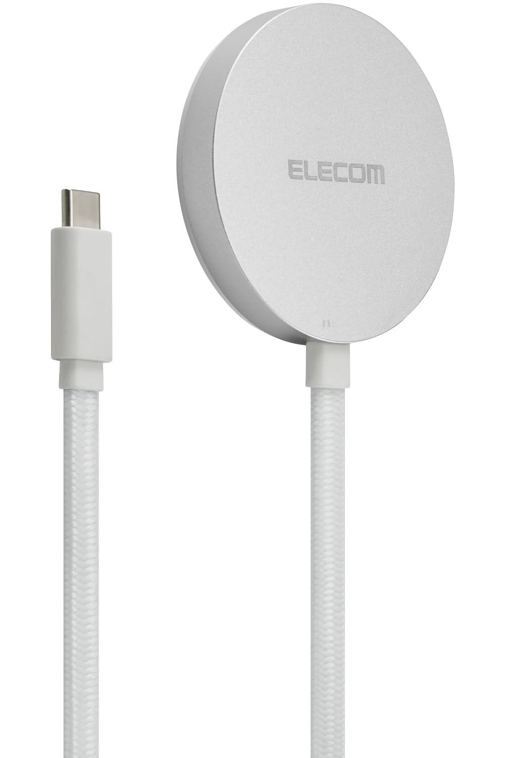ELECOM Qi2 Wireless Charger 15W Magnetic Certified Authentic Desktop Mesh Cable Silver W-MA05SV