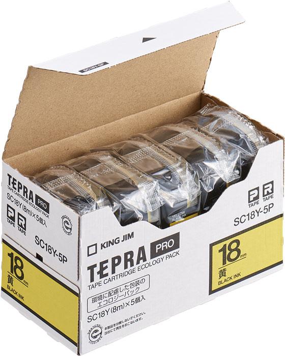 Esco 18mm Tape Cassette (Yellow/5-Pack) EA761DK-185B