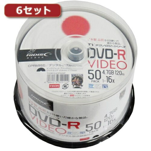300-Disc Set (50 discs x 6 packs) HI DISC DVD-R (Recording) High Quality TYDR12JCP50SPX6