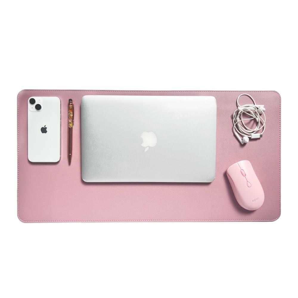 30x60cm Large Size Double-Sided Reversible Premium Leather-Style Mouse Pad & Desk Mat EGRET (Dusty Pink & Light Pink)