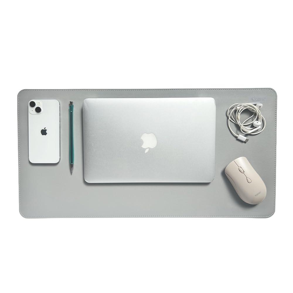 30x60cm Large Size Double-Sided Reversible Premium Leather-Style Mouse Pad & Desk Mat EGRET (Light Gray & Silver Gray)