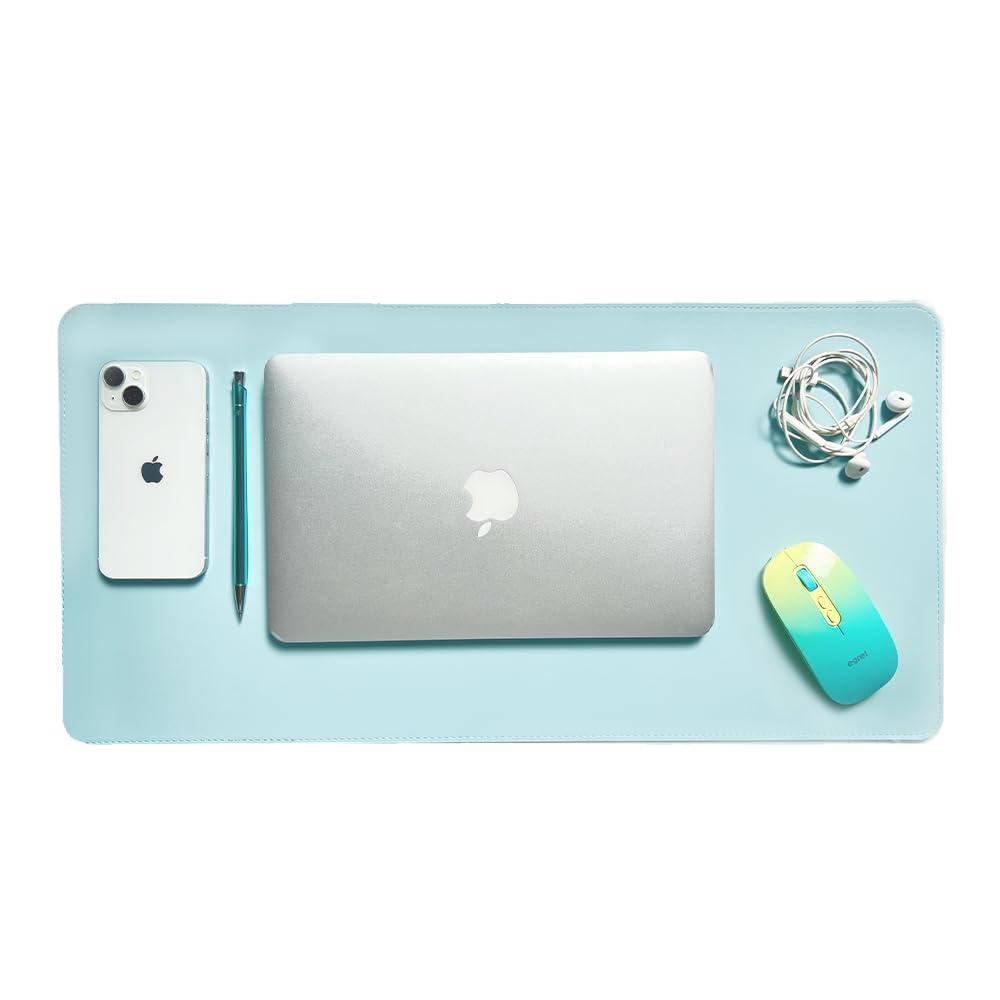 30x60cm Large Size Double-Sided Reversible Premium Leather-Style Mouse Pad & Desk Mat EGRET (Aqua Blue & Baby Pink)