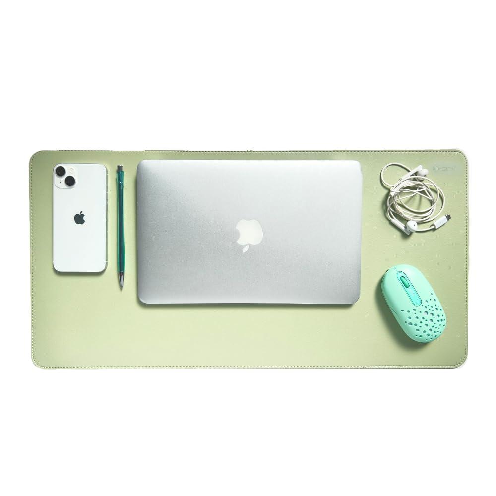 30x60cm Large Size Double-Sided Reversible Premium Leather-Style Mouse Pad Desk Mat EGRET (Smoky Blue & Green)