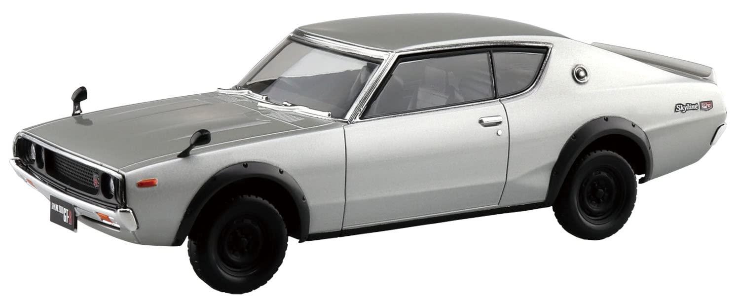 AOSHIMA 1/32 The Snap Kit Series Nissan C110 Skyline GT-R Silver Pre-colored Plastic Model Kit 18-A