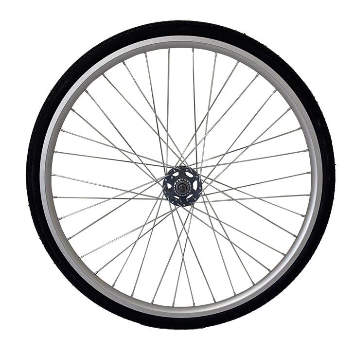 27x1 3/8 tubeless aluminum rear wheel (W-wall) with 6-speed external gearing (nut boss) T-TUBE + wear-resistant tire included