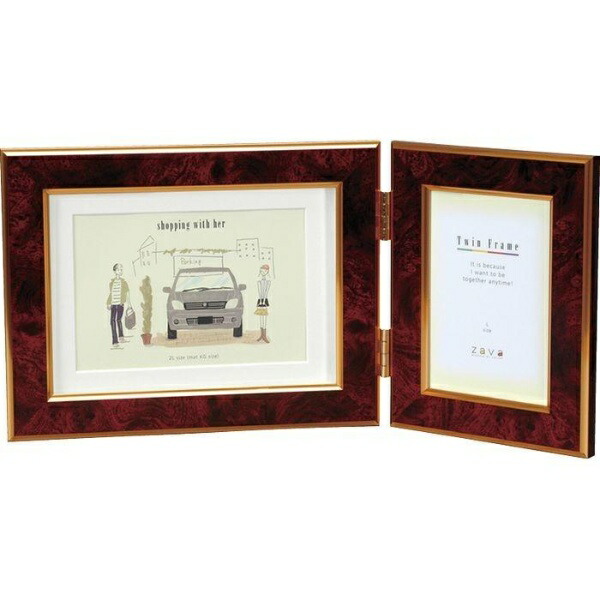 VANJOH Photo Frame Twin Frame Classic [L×1, KG・2L×1] with Matte Mounting Board Wine TF-K53WI