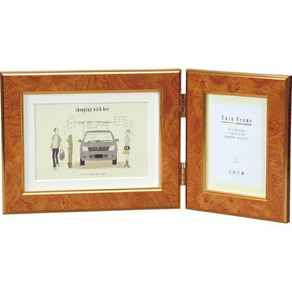 VANJOH Photo Frame Twin Frame Classic [L×1, KG・2L×1] with Matte Mounting Board Camel TF-K53CA