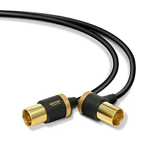 ELECOM Antenna Cable  F-Type Connector  Plug-in L-Shaped - Plug-in Straight  Slim Cable  1.0m  Black  DH-ATLS48K10BK
