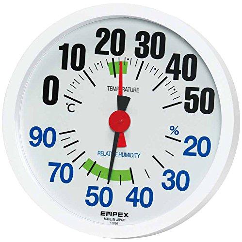 Empex Weather Station Thermometer & Hygrometer Lucid Wall-Mounted Made in Japan White TM-2671 14x14x2.9cm