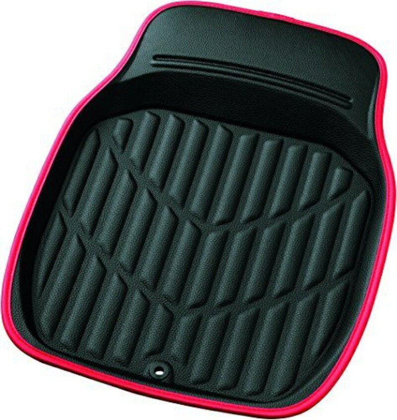 BONFORM Car Mat 3D Leather Mat for Light Vehicles Front 1 Piece Waterproof Machine Washable Anti-Slip Treatment Leather Material 46x60cm Red 6416-31RE