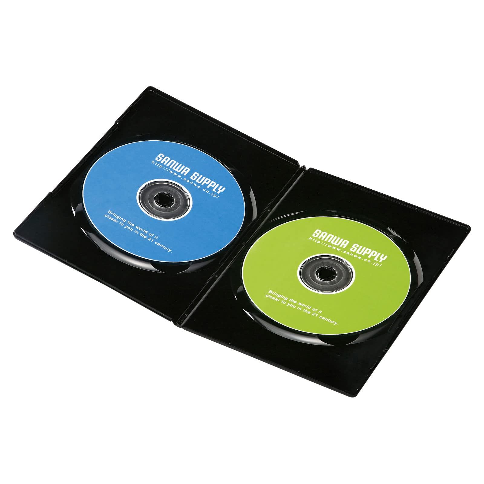 Sanwa Supply Slim DVD Tall Case (2-Disc Capacity, 10-Pack, Black) DVD-TU2-10BKN