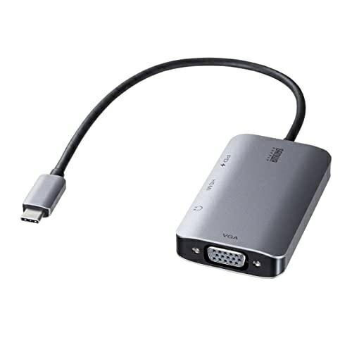 Sanwa Supply USB Type-C to HDMI/VGA Adapter (4K/30Hz/PD Support) AD-ALCHV02 Gray