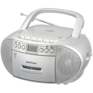 OHM Electric AudioComm CD Radio Cassette Player Portable Cassette Tape Playback/Recording AC Power/Battery Operated Language Learning Eiken TOEIC Listening/Hearing Preparation Early Childhood Education Dance Radio Exercises Silver RCD-590Z-S 03-5038 OHM