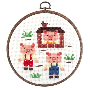 Olimpas Silk Embroidery Kit Hoop / Three Little Pigs・7338