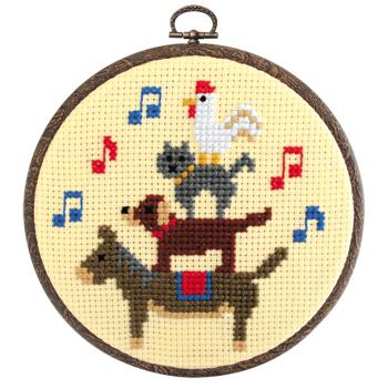 Olimpas Silk Embroidery Kit Hoop/Bremen Town Musicians・7341