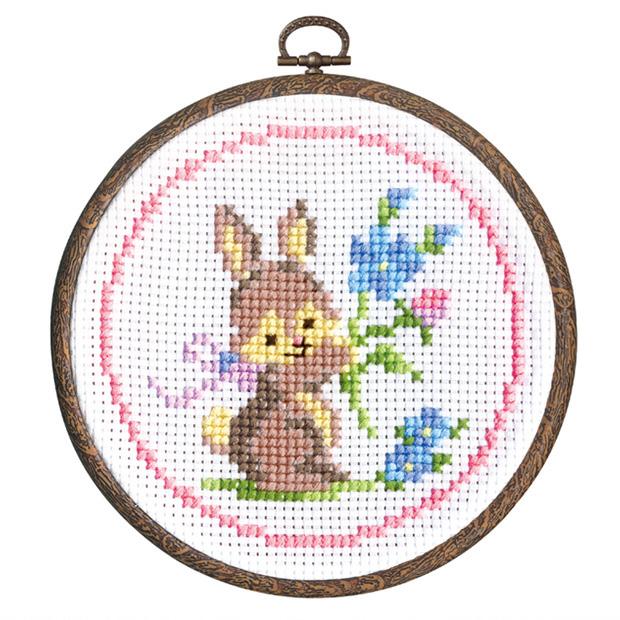 Olimpas Silk Embroidery Kit: Rabbit and Flowers 7402