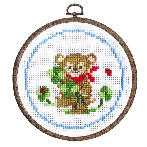 Olimpas Silk Embroidery Kit: Bear and Clover 7403