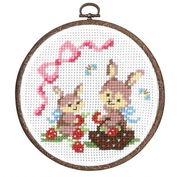 Olimpas Silk Embroidery Kit: Forest's Adorable Friends - Rabbit Picking Strawberries 7483