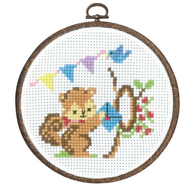Olimpas Silk Embroidery Kit: Forest's Cute Friends - An Invitation from the Squirrel 7484