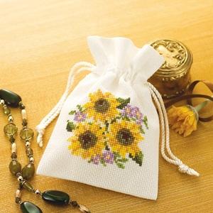 Olimpas Silk Embroidery Kit “Gentle Floral Embroidery Accessories” No.9018 Drawstring Pouch・Sunflower