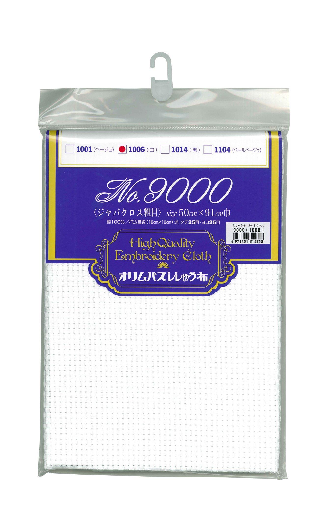 Olimpas Silk Embroidery Fabric (approx.) 91×50cm Cut/No.9000 Jaba Cross Coarse Weave・White