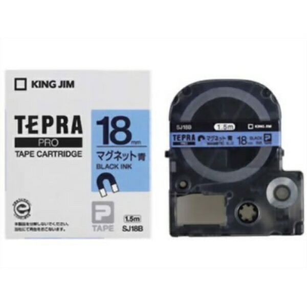 King Jim Tepla PRO Tape Cartridge Magnetic Tape 18mm Blue Label/Black Text Length 1.5m SJ18B