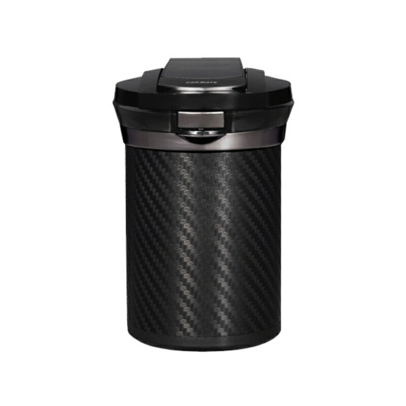 CARMATE Premium Cigarette Can Ashtray for Cars, Drink Holder Style, Carbon-Fiber Look with LED, DZ186