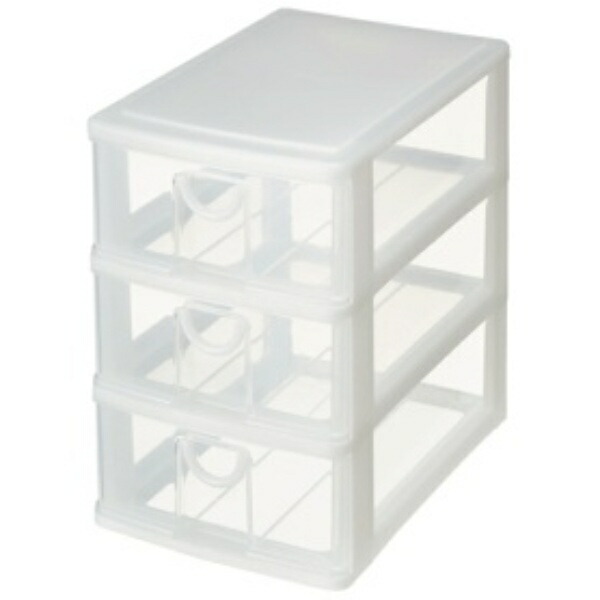 SankoPlastic Small Item Storage 3-Tier Elpis Width 18.2 × Depth 26.5 × Height 27 cm White
