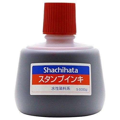 Shachihata Stamp Ink Refill for Sol Stamp Pad Water-based Dye Ink Large Bottle 330g Red S-3
