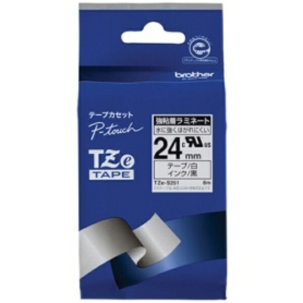 Brother Industries P-touch Laminating Tape TZe-S251 24mm Width (Black Text/White/Strong Adhesive)