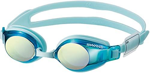 [Swans] Made in Japan Swimming Goggles SJ-24M SBFY Sky Blue × Flash Yellow Mirror Kids' 6-12 Years Mirror Lens