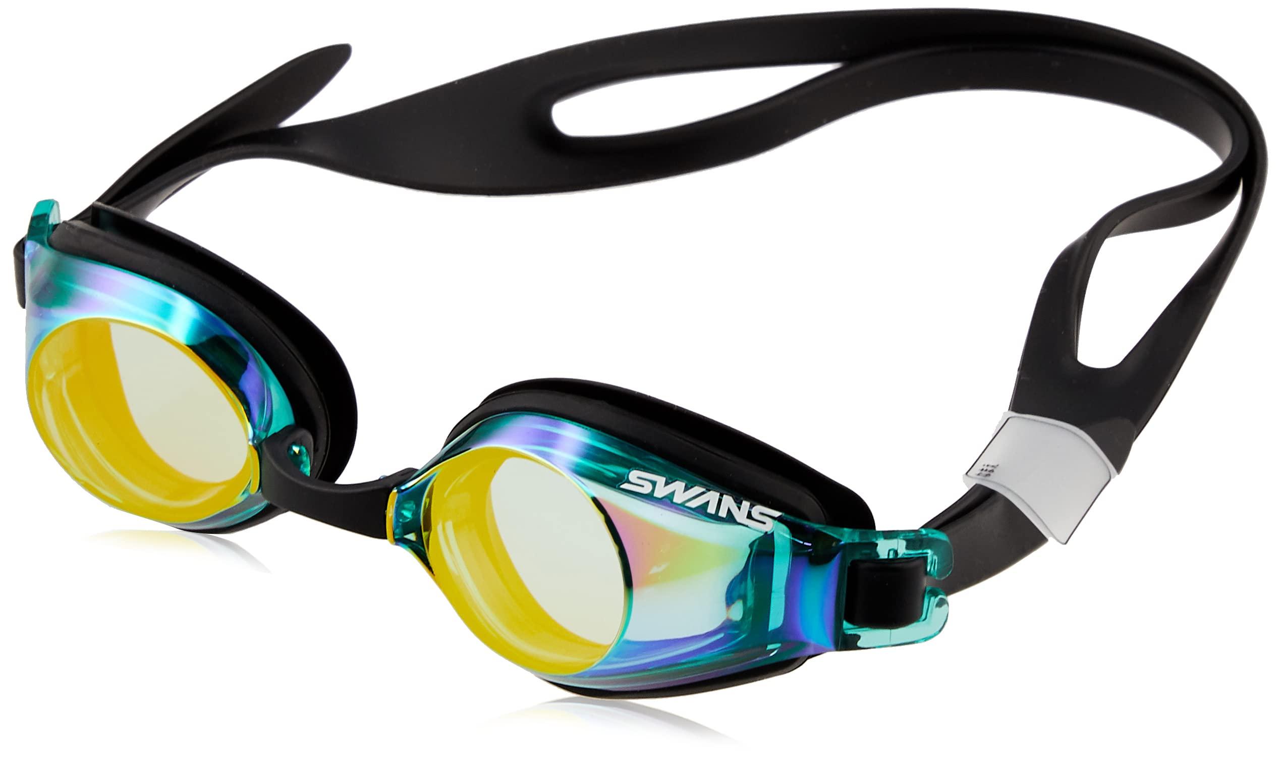 [Swans] Made in Japan Swimming Goggles SJ-24M G/OR Green x Flash Orange Mirror for Children Ages 6-12 Mirror Lens