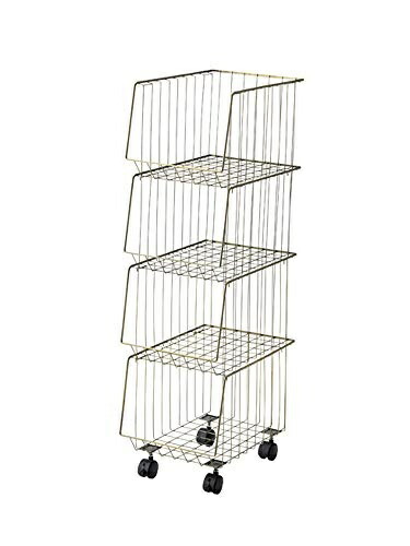 Azumaya-kk Side Wagon Bronze Width 26.5 × Depth 37.5 × Height 95 cm Stacking Wagon 4D AKB-439AGD