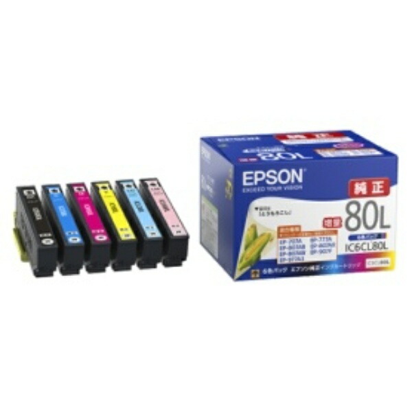 Epson Ink Cartridge 6-Color Pack (High-Capacity) IC6CL80L 1 Box (6 Cartridges: 1 Each Color)