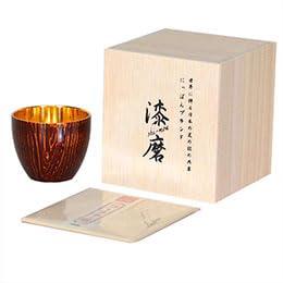 Uchiki Urushi-Maki Lacquered Cup Wamodan Wamodan+ (Red Sandalwood) Double-Layered Structure with Inner Gold Plating SCW-GK202